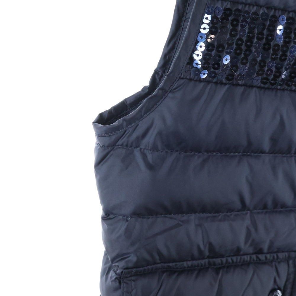 MONCLER(モンクレール) 22SS ESI ワッペンロゴ スパンコール フーデッド ジップアップ ダウンジャケット ネイビー キッズ J19541A00001 595FE