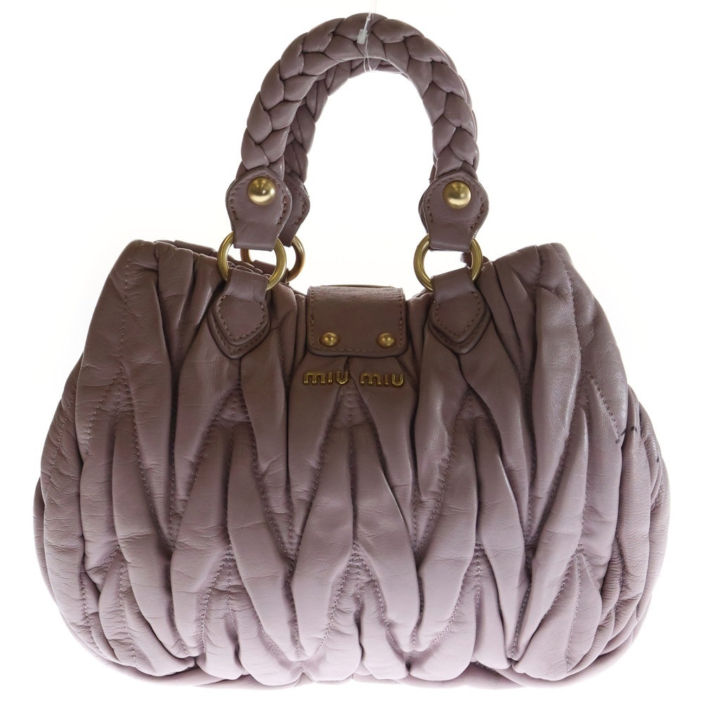miumiu(ミュウミュウ) マテラッセ 2WAYハンドバッグ ミニトートバッグ ライトパープル レザー ゴールド金具