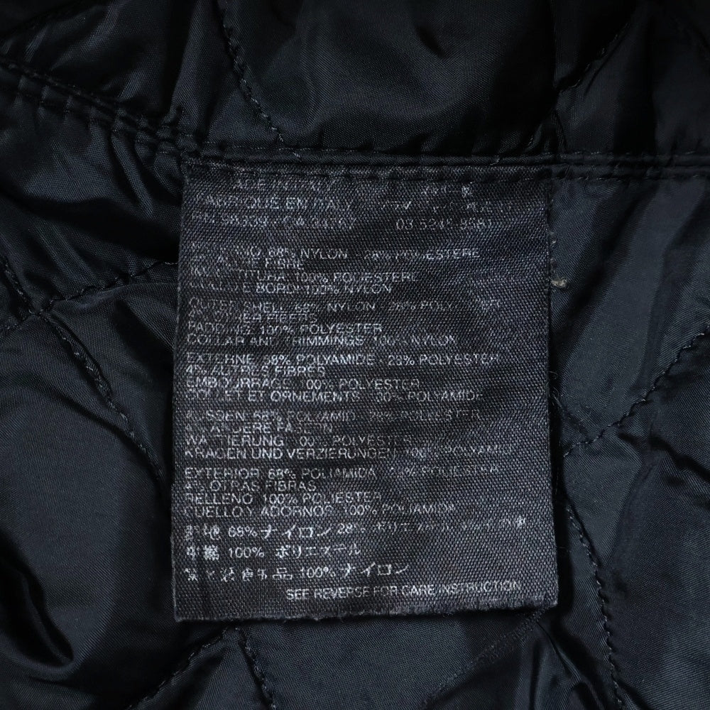 PRADA SPORT(プラダ スポーツ) ラバーワッペンロゴ ナイロン マルチポケット ジップアップ 中綿 ロングジャケット ブルゾン コート ブラック 280418 レディース