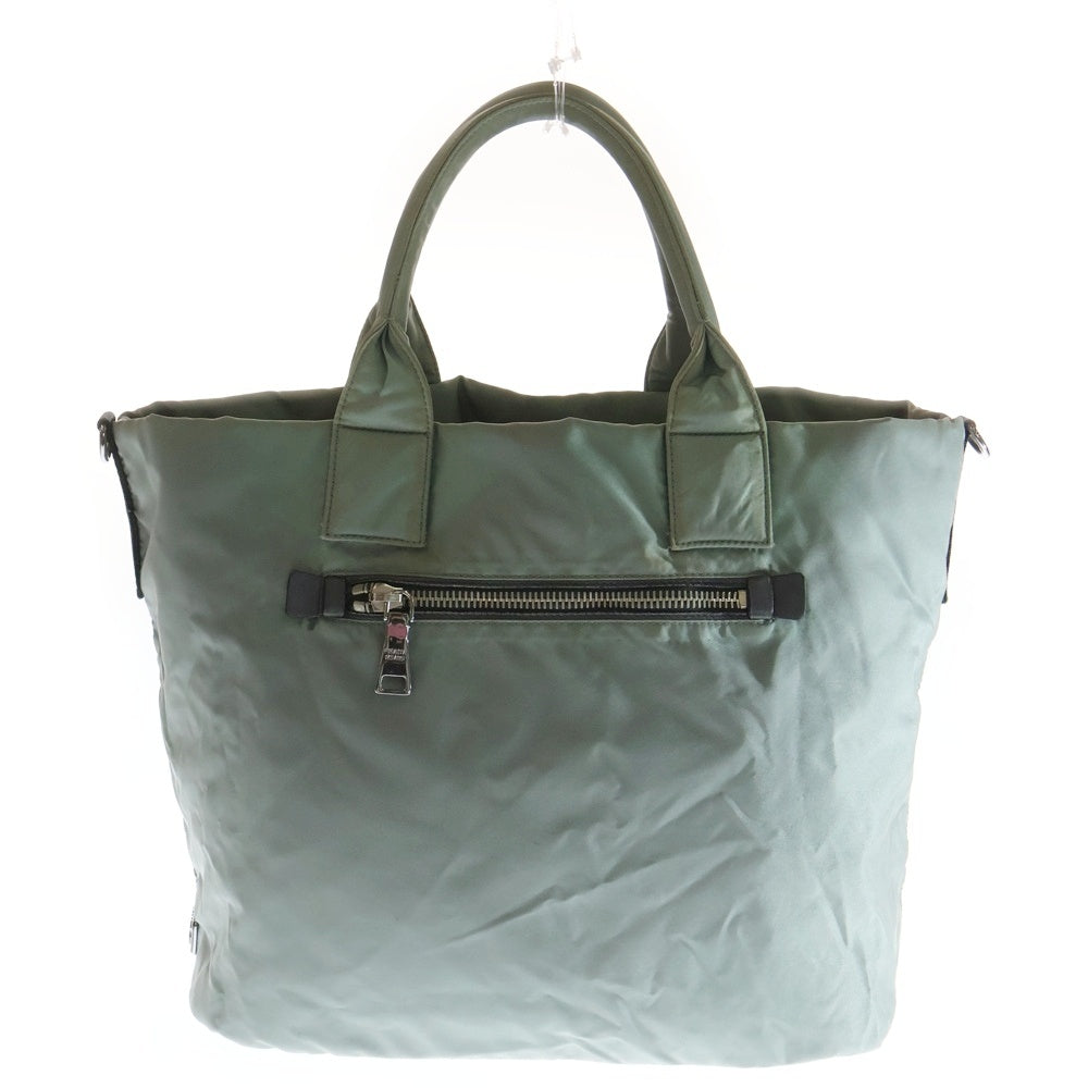 PRADA(プラダ) テスート リバーシブル2WAYトートバッグ ハンドバッグ ライトグリーン ナイロン シルバー金具