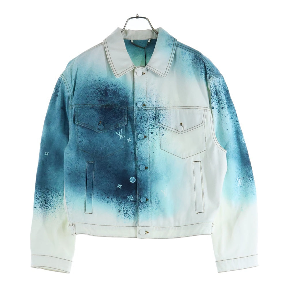 LOUIS VUITTON(ルイヴィトン) 23SS LVスプレー レザーパッチ モノグラム デニム トラッカージャケット ホワイト/ブルー RM231M U14 HOA10W