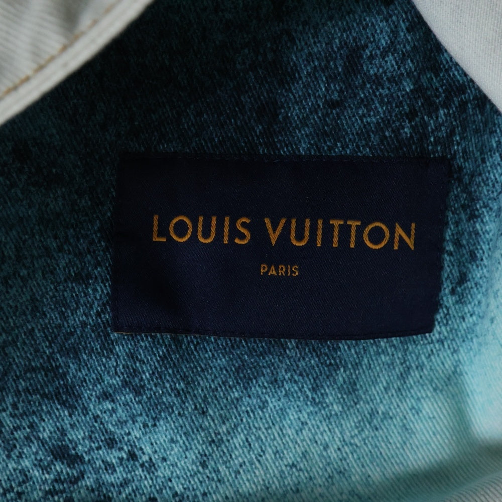 LOUIS VUITTON(ルイヴィトン) 23SS LVスプレー レザーパッチ モノグラム デニム トラッカージャケット ホワイト/ブルー RM231M U14 HOA10W
