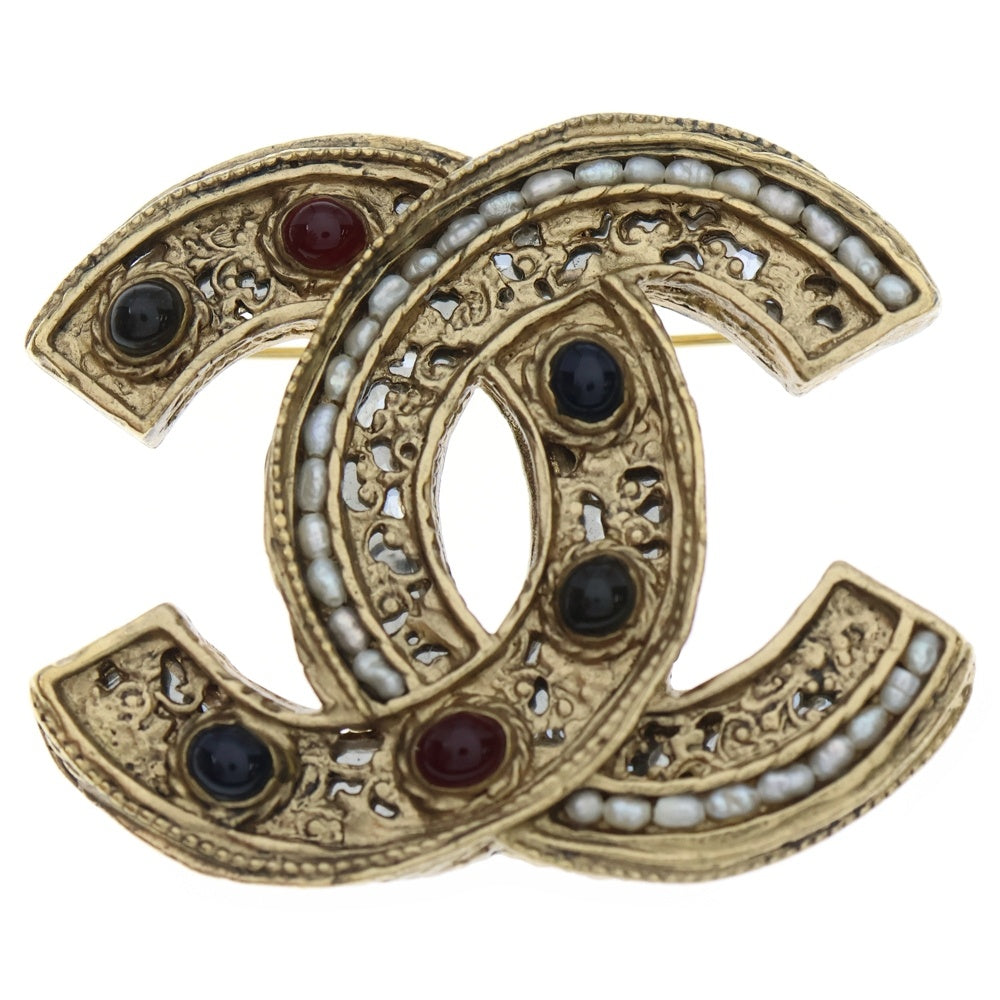 CHANEL(シャネル) ココマーク ストーン ブローチ ピンバッジ ゴールド