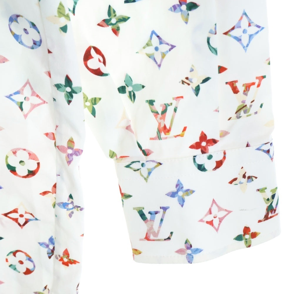 LOUIS VUITTON(ルイヴィトン) 22AW モノグラム総柄プリント フラワー柄スカーフ 長袖シャツ ホワイト/レッド レディース RW222B SS0 FNTO89