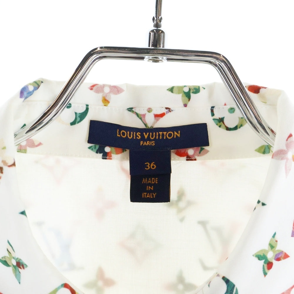 LOUIS VUITTON(ルイヴィトン) 22AW モノグラム総柄プリント フラワー柄スカーフ 長袖シャツ ホワイト/レッド レディース RW222B SS0 FNTO89