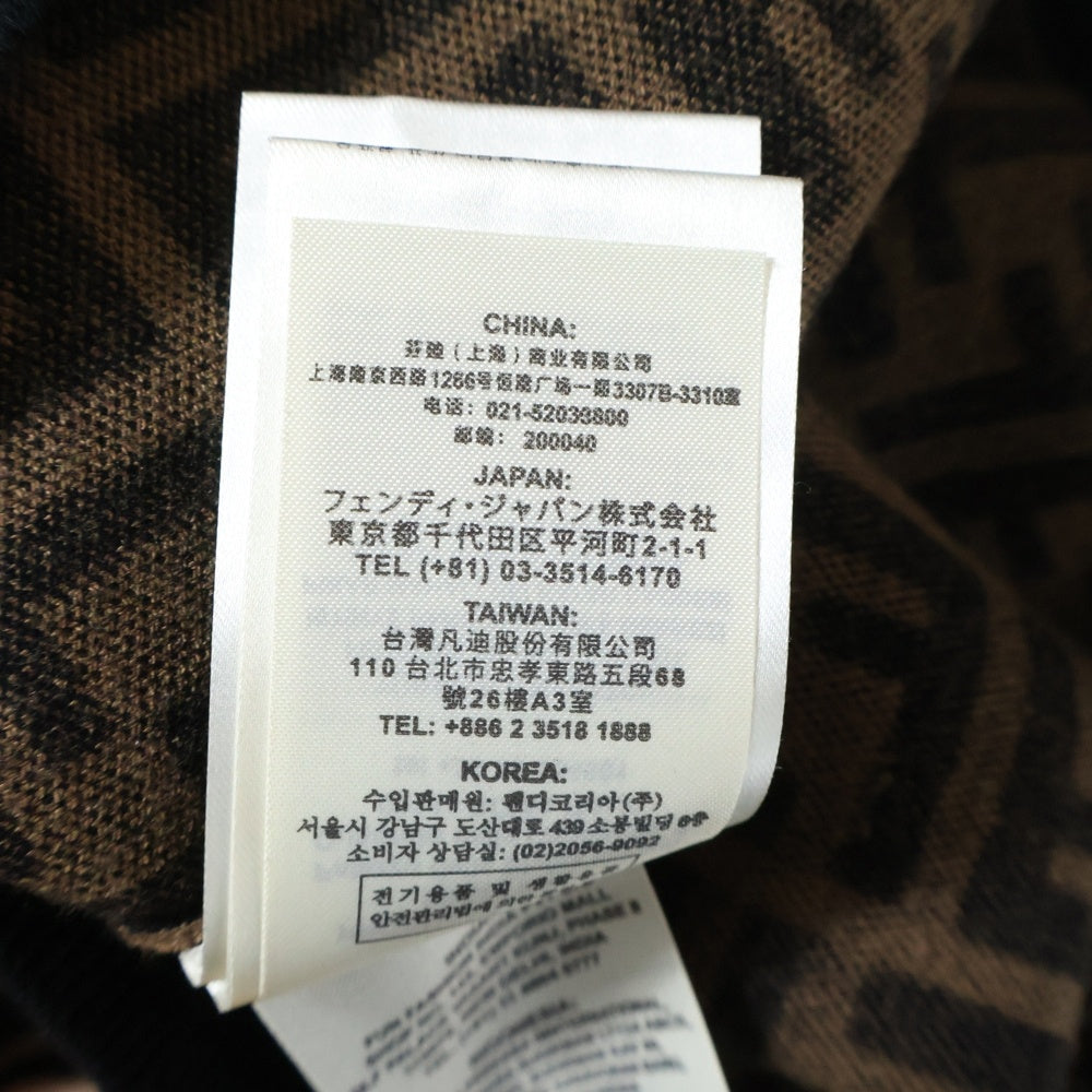 FENDI(フェンディ) ズッカ総柄ジャガード レーヨン クルーネック 半袖ニット セーター ブラウン レディース FZY702 A5QG