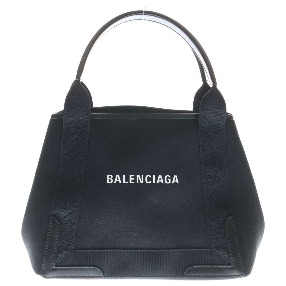 BALENCIAGA(バレンシアガ) ネイビーカバスS ハンドバッグ レオパード トートバッグ ブラック×ブラウン キャンバス×レザー 339933 レディース
