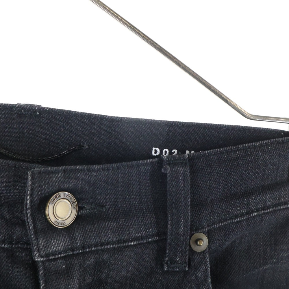 SAINT LAURENT PARIS(サンローランパリ) 16AW ダメージ加工 ニークラッシュ ストレッチ スリムスキニー デニムパンツ ジーンズ ブラック 441240