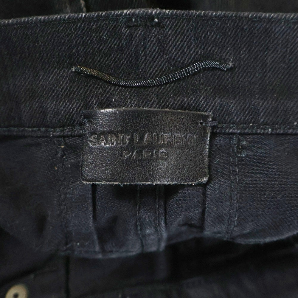 SAINT LAURENT PARIS(サンローランパリ) 16AW ダメージ加工 ニークラッシュ ストレッチ スリムスキニー デニムパンツ ジーンズ ブラック 441240
