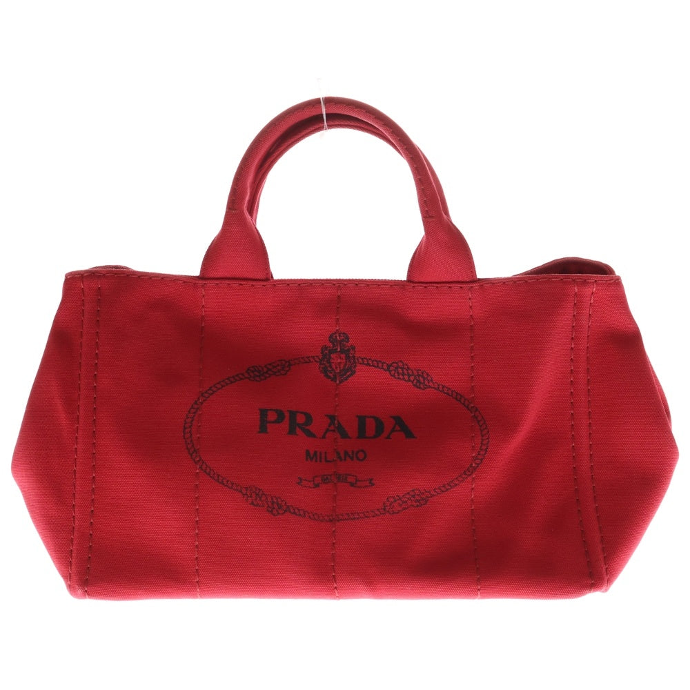 PRADA(プラダ) カナパM 2WAYハンドバッグ ショルダーバッグ レッド キャンバス ゴールド金具 レディース