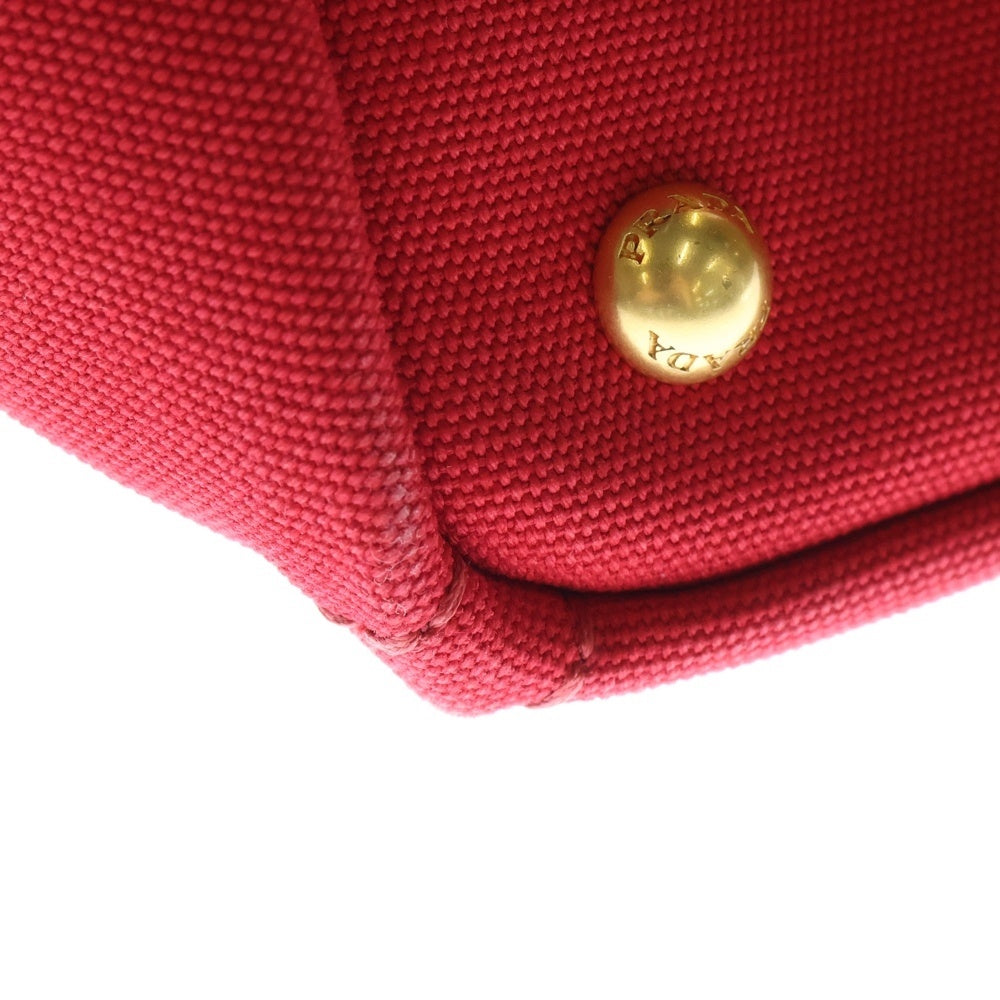 PRADA(プラダ) カナパM 2WAYハンドバッグ ショルダーバッグ レッド キャンバス ゴールド金具 レディース