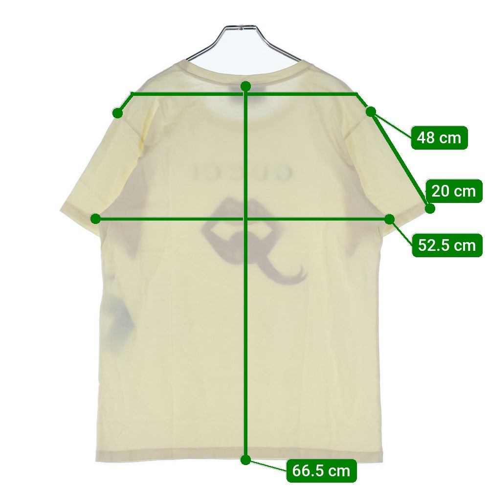 GUCCI(グッチ) 19SS リップ ロゴ プリント クルーネック 半袖Tシャツ カットソー イエロー 493117