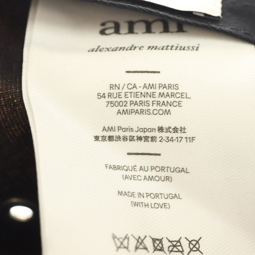 ami paris(アミパリス) Ami De Coeur アミ ドゥ クール ハートロゴ 刺繍 6パネル ベースボールキャップ 帽子 ベージュ BFUCP006.AW0041