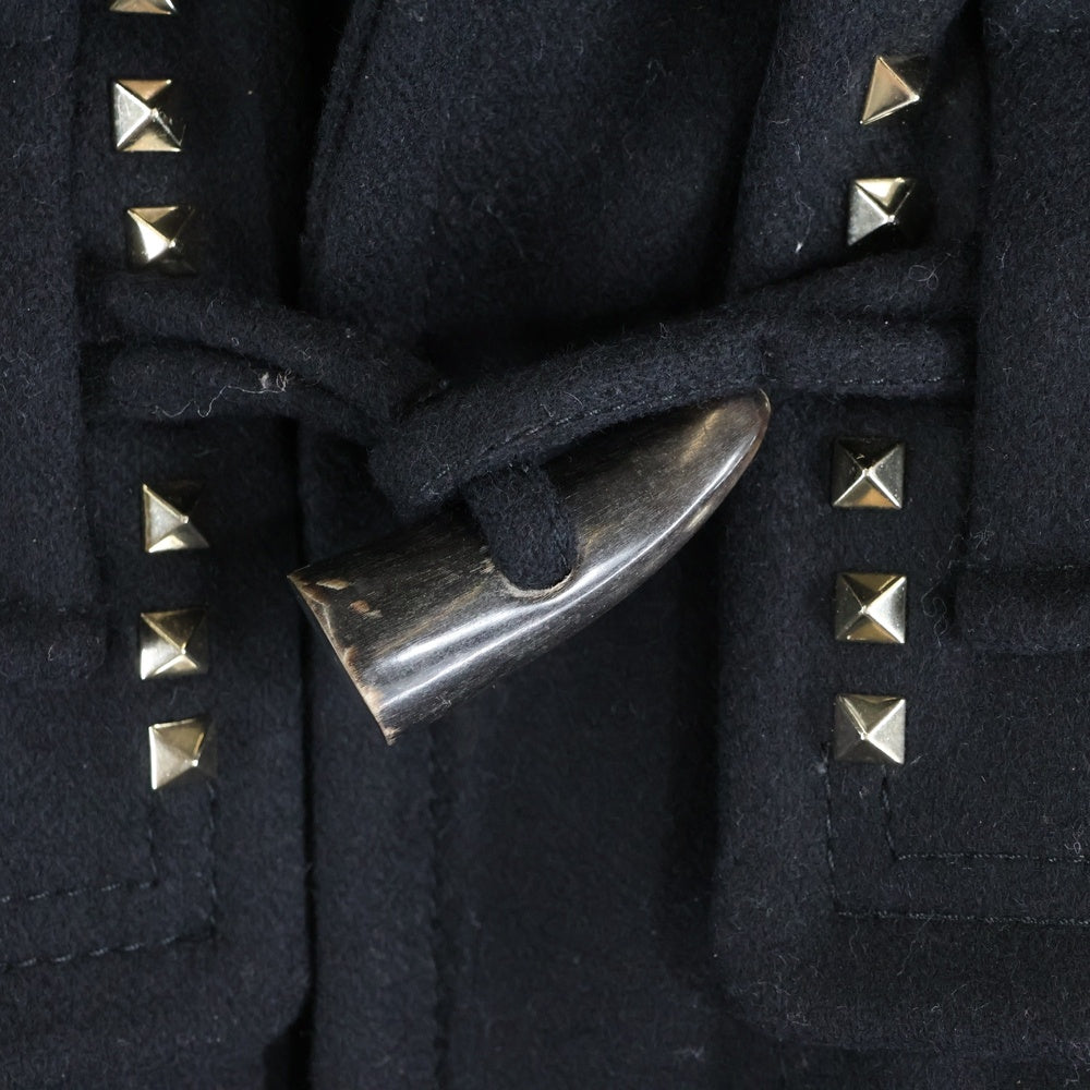 VALENTINO(ヴァレンティノ) ロックスタッズ メルトンウール トグルボタン フーデッド ジップアップ ダッフルコート ブラック NV3CK0123SC