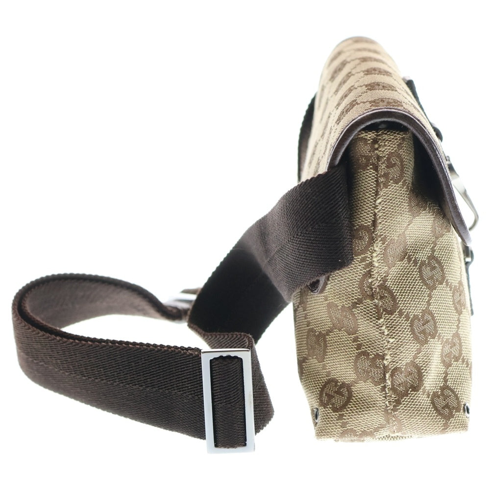 GUCCI(グッチ) GGキャンバス ウエストバッグ ボディバッグ ショルダーバッグ ブラウン×ベージュ キャンバス×レザー 92543 シルバー金具 レディース