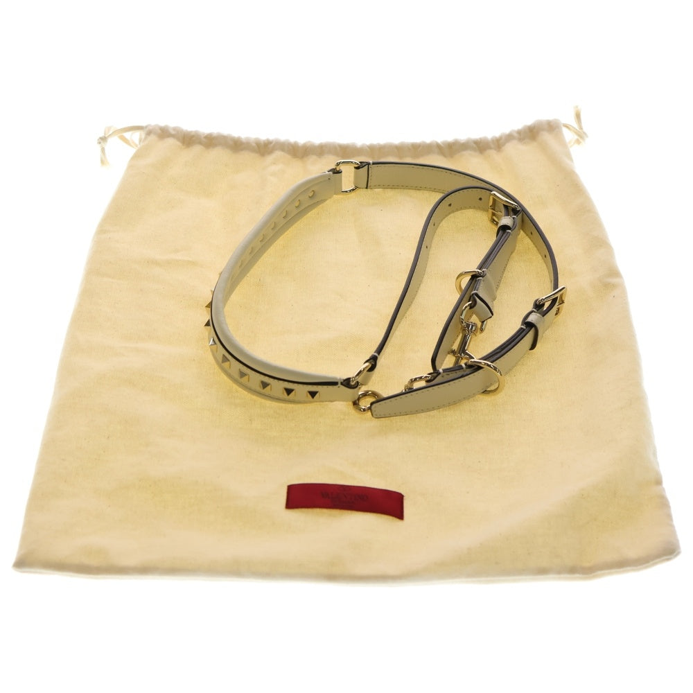 VALENTINO GARAVANI(ヴァレンチノガラヴァーニ) キャンディ スタッズ 2WAYショルダーバッグ ハンドバッグ ホワイト アイボリー レザー ゴールド金具 レディース