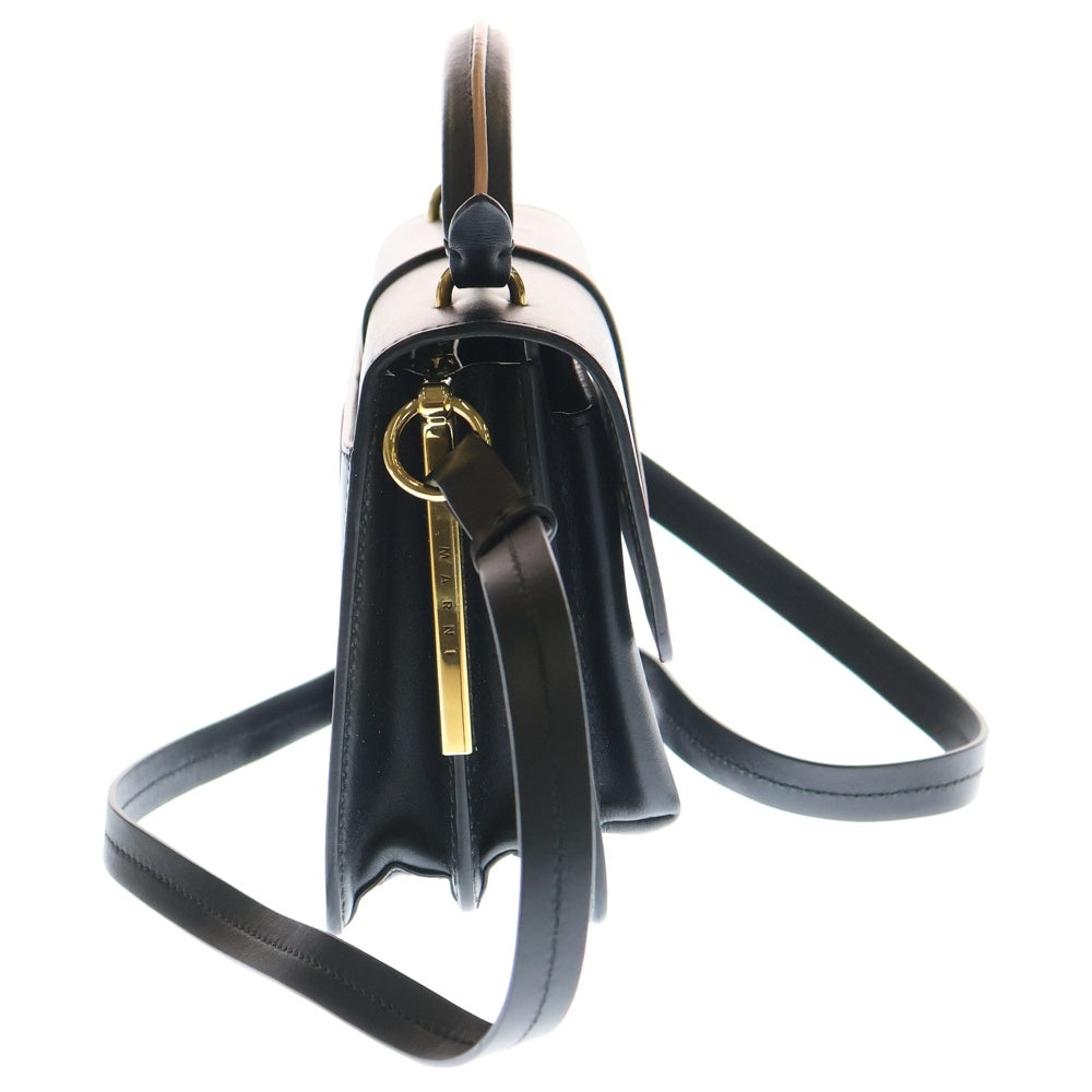 MARNI(マルニ) アタッシェ ネ ショルダーバッグ ハンドバッグ ネイビー×ピンク レザー ゴールド金具