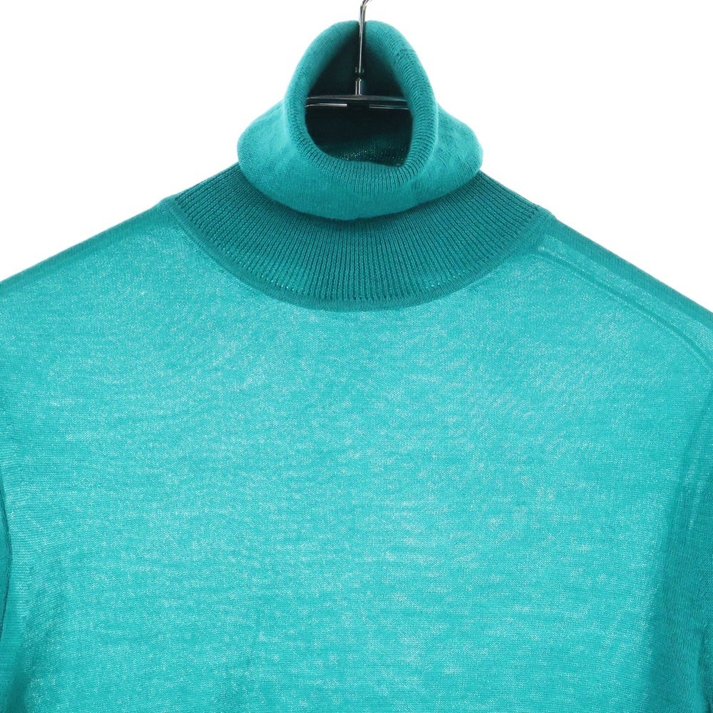 MONCLER(モンクレール) ワッペンロゴ カシミヤ タートルネック プルオーバー 長袖ニット セーター グリーン 320939274900 97374