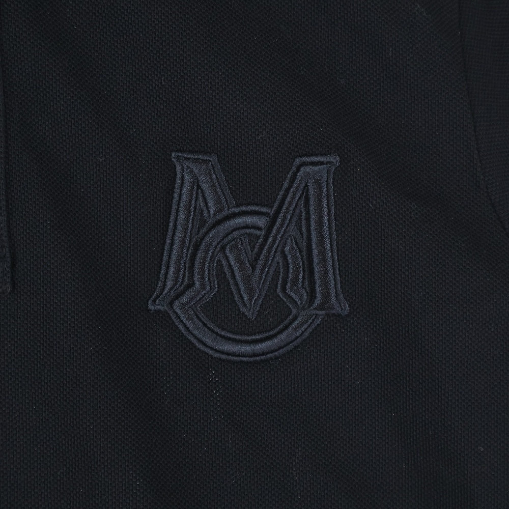 MONCLER(モンクレール) 22AW ロゴ刺繍 鹿の子 コットン ニット 半袖ポロシャツ ブラック H20918A00015 84556 レディース