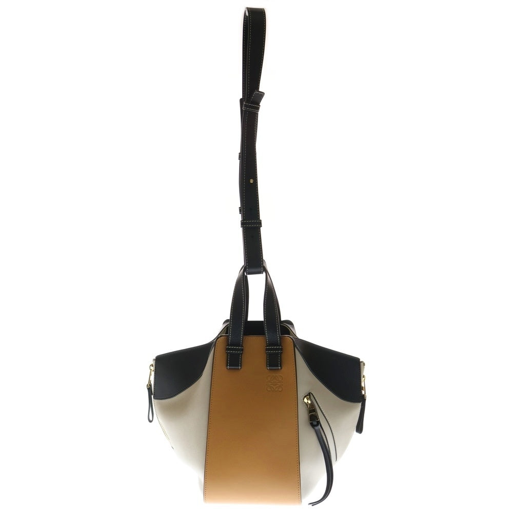 LOEWE(ロエベ) ハンモック スモール トリコロール ショルダーバッグ ブラック×アイボリー×ブラウン レザー ゴールド金具 レディース