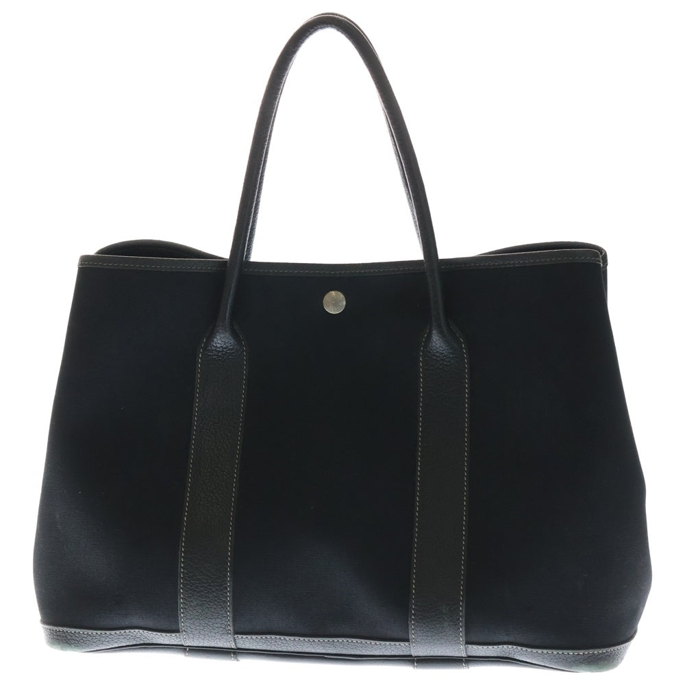 HERMES(エルメス) ガーデンパーティPM トートバッグ ブラックトワルオフィシエ×ネゴンダ シルバー金具 □G刻印