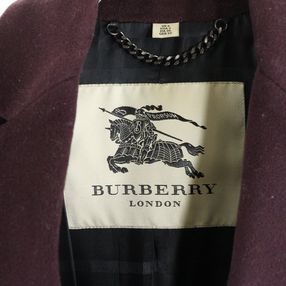 BURBERRY PRORSUM(バーバリー プローサム) メルトンウール 4B チェスター ロング コート ボルドー レディース 4006070
