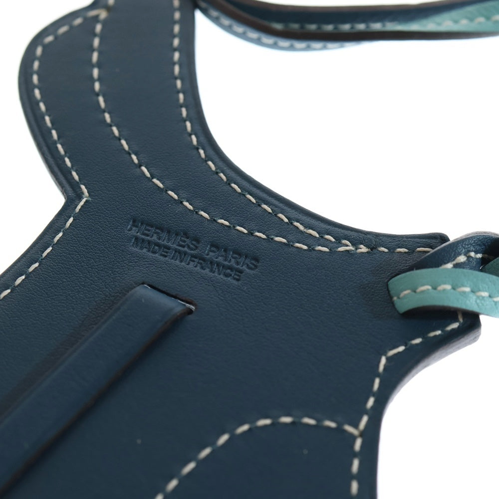 HERMES(エルメス) パドック セル エプソン バッグチャーム ライトブルー レザー レディース