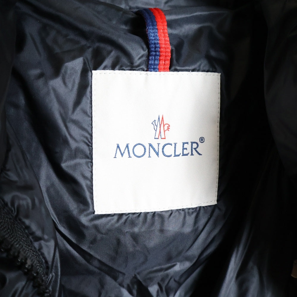 MONCLER(モンクレール) 16AW HERMINE エルミンヌ ワッペンロゴ フーデッド ジップアップ ダウン ロング ジャケット コート ブラック レディース B20934930005 53048
