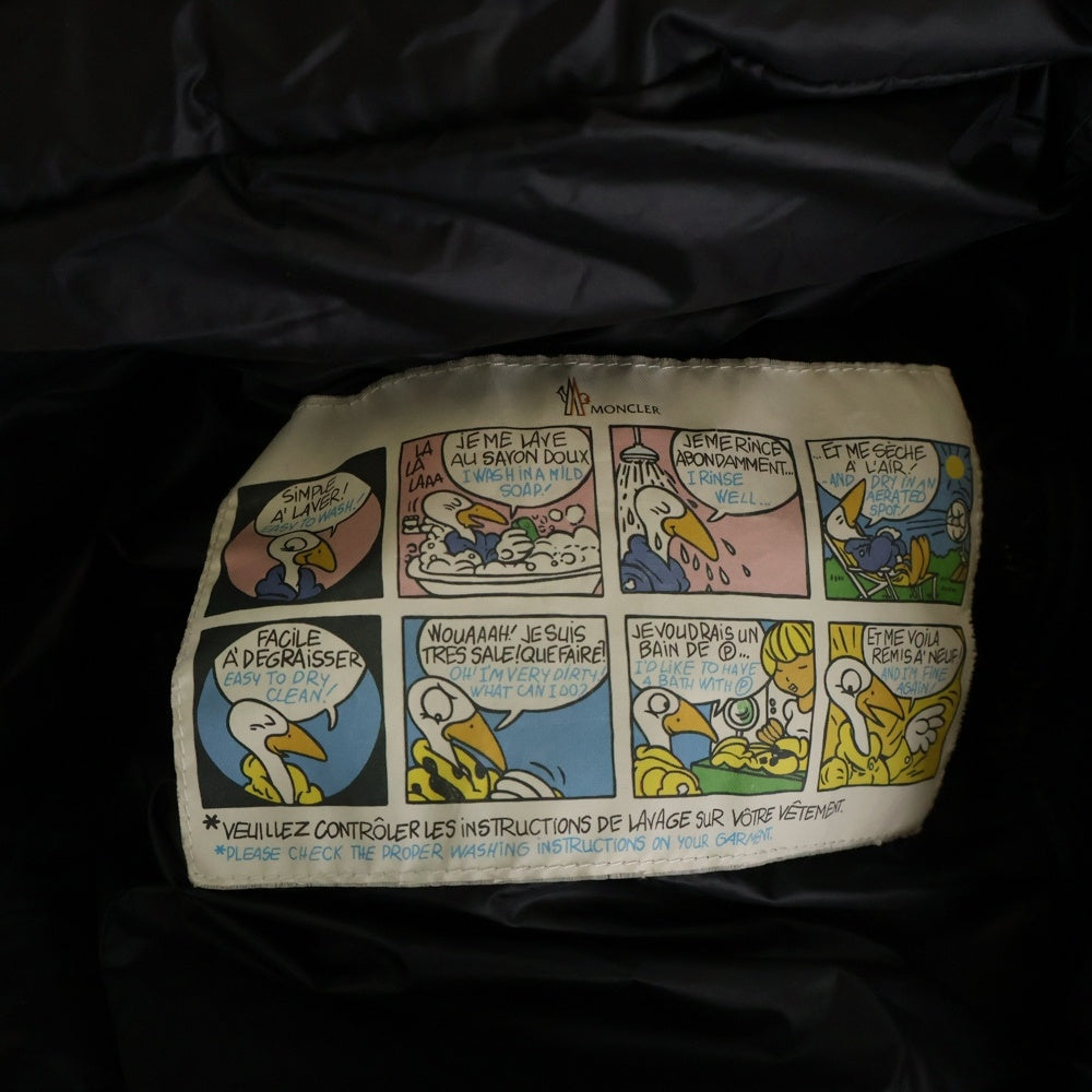 MONCLER(モンクレール) 16AW HERMINE エルミンヌ ワッペンロゴ フーデッド ジップアップ ダウン ロング ジャケット コート ブラック レディース B20934930005 53048