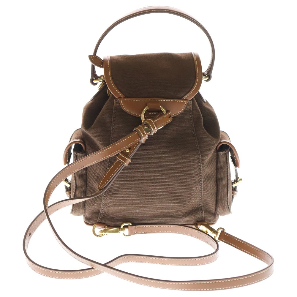 miumiu(ミュウミュウ) レザーハンドル切替キャンバスロゴバックパック リュック ブラウン 5BZ043_2IBQ_F04KB_V_OOO レディース