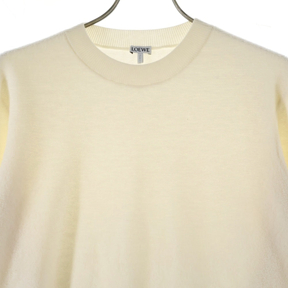 LOEWE(ロエベ) 裾ロゴ刺繍 アクリル ウール クルーネック プルオーバー 長袖ニット セーター アイボリー レディース S359Y14KJ6