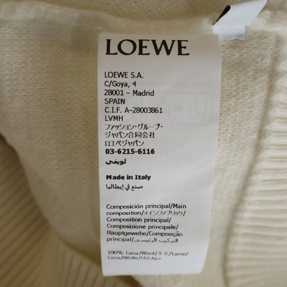 LOEWE(ロエベ) 裾ロゴ刺繍 アクリル ウール クルーネック プルオーバー 長袖ニット セーター アイボリー レディース S359Y14KJ6