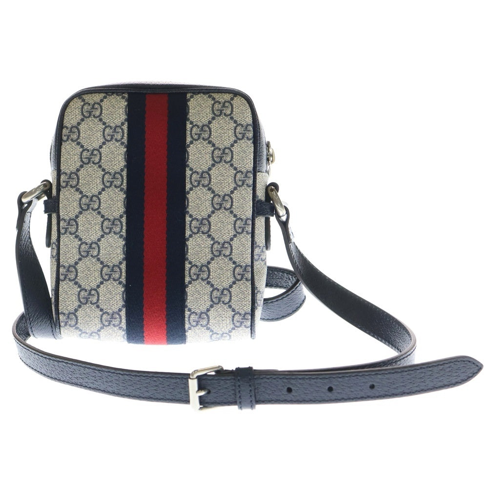 【GUCCI】ショルダーバッグ　GGスプリーム　ネイビー　PVC レザー GUCCI(グッチ) GGスプリーム オフディア ショルダーバッグ ベージュ