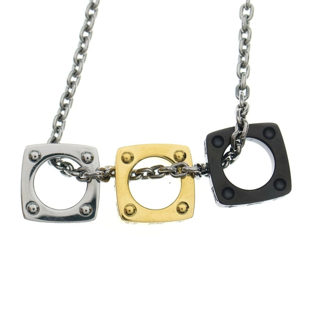 LOUIS VUITTON(ルイヴィトン) モノグラム ボールド ペンダント ネックレス シルバー×ゴールド メタル M00675
