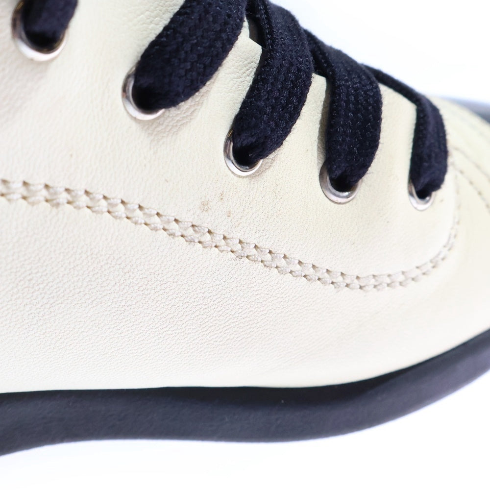 CHANEL(シャネル) ココマーク パテント コンビレザー レースアップ ローカットシューズ スニーカー アイボリー/ブラック レディース G25313