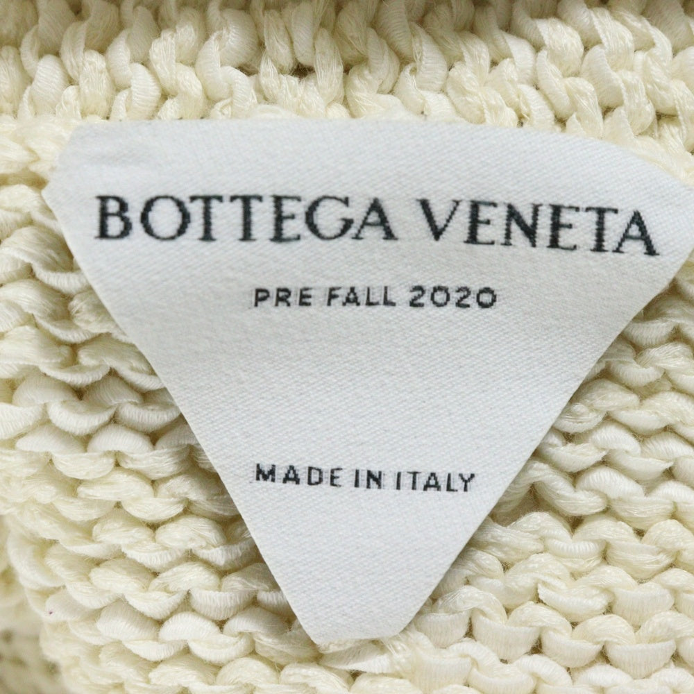 BOTTEGA VENETA(ボッテガヴェネタ) チェーン装飾 ラウンドネック コットン プルオーバー 長袖ニット ロング ワンピース ホワイト レディース 628712 VKWB0