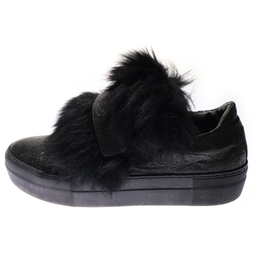 MONCLER(モンクレール) VICTOIRE ヴィクトワール ファー レザー ベルクロ ローカットシューズ スニーカー ブラック レディース