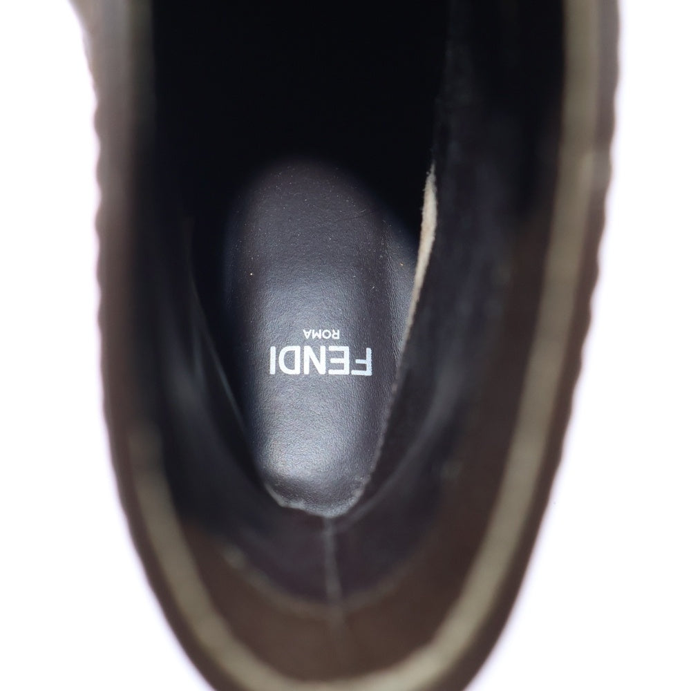 FENDI(フェンディ) ズッカ総柄 PVC レザー ヒール ハイカットシューズ ショート ウエスタンブーツ ブラウン レディース