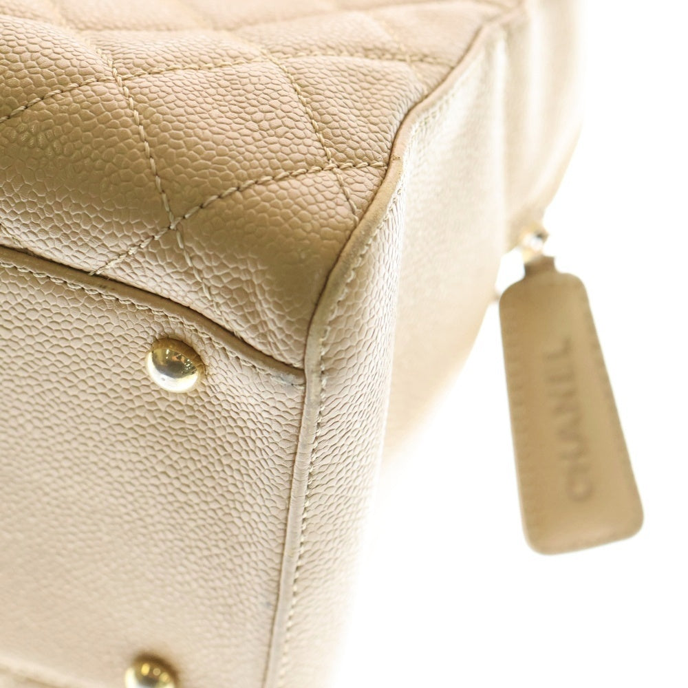 CHANEL(シャネル) ココマーク キャビアスキン ワイルドステッチレザーハンドバッグトートバッグ ベージュ GD金具 レディース