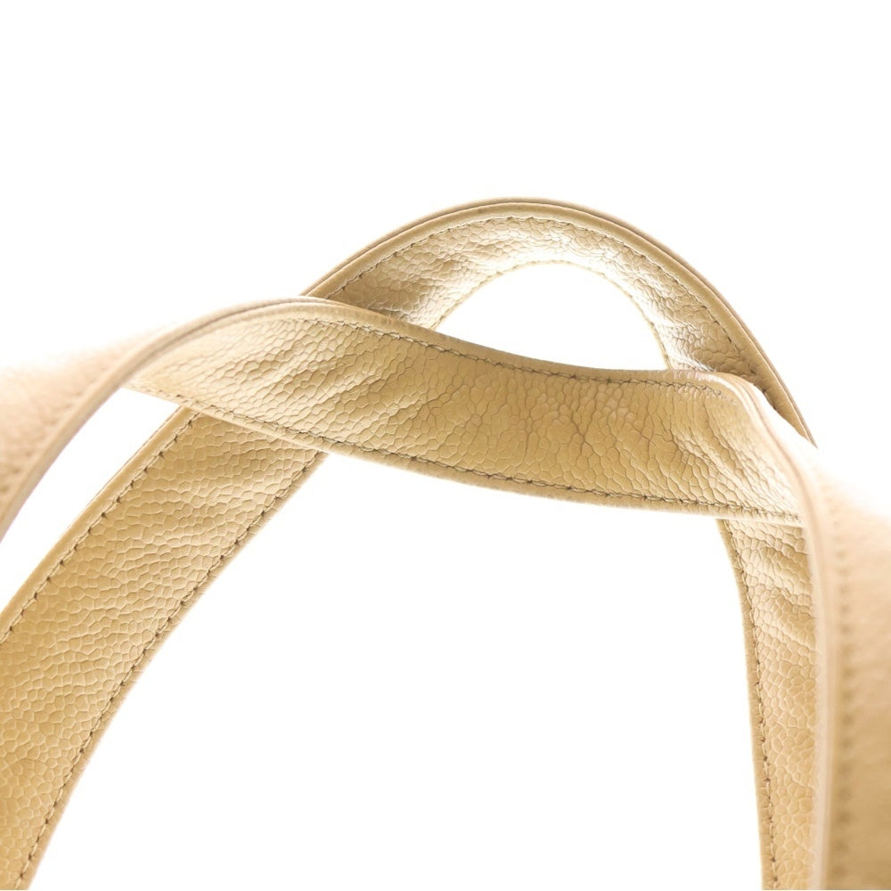 CHANEL(シャネル) ココマーク キャビアスキン ワイルドステッチレザーハンドバッグトートバッグ ベージュ GD金具 レディース