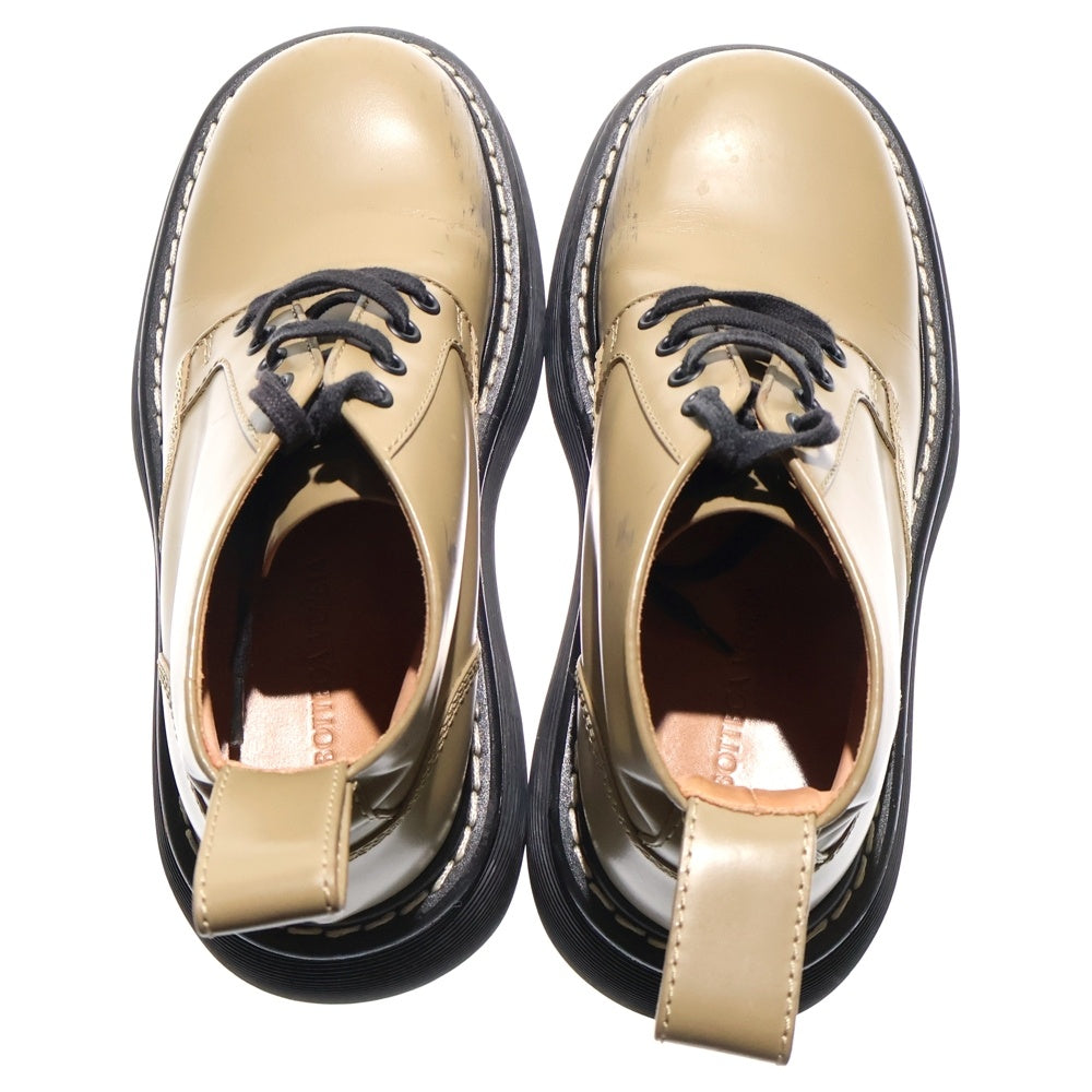 BOTTEGA VENETA(ボッテガヴェネタ) ザ バウンス レザー レースアップ 厚底 シューズ カーキ/ブラック レディース