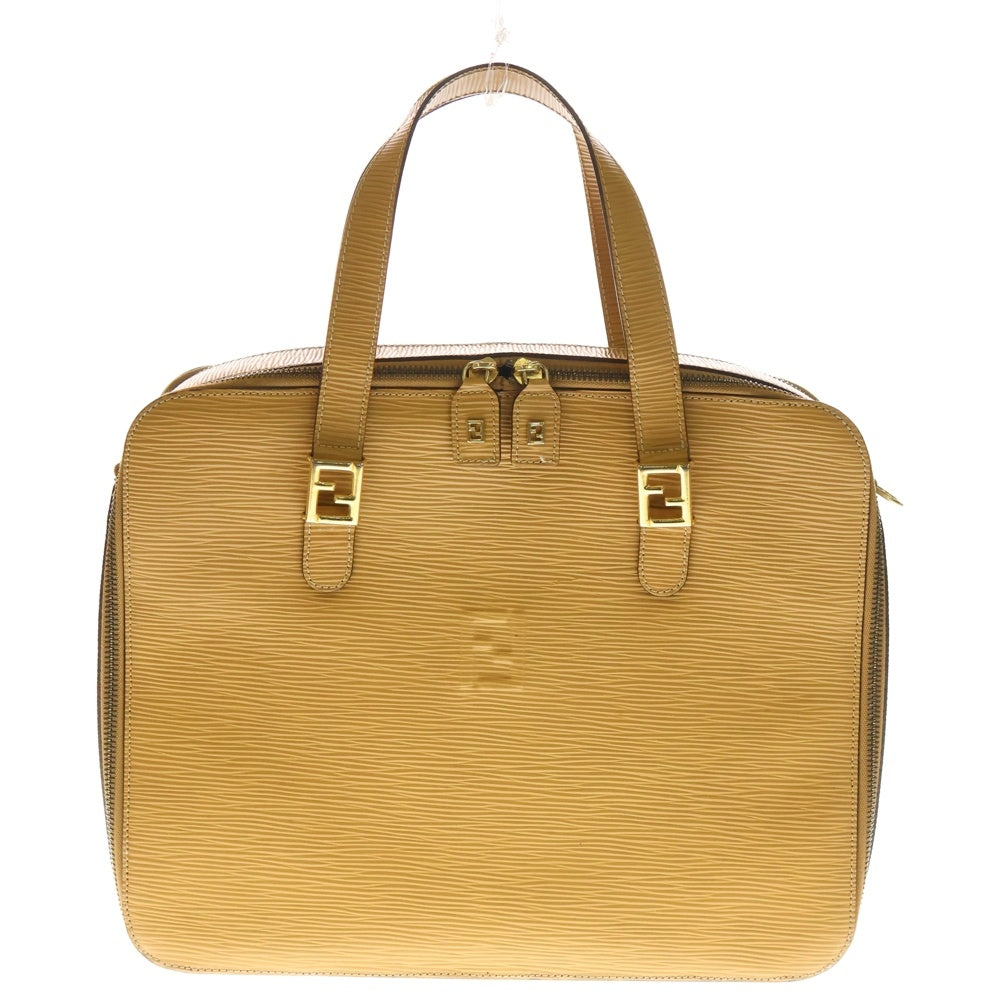 FENDI(フェンディ) 2WAYハンドバッグ ショルダーバッグ イエローブラウン レザー ゴールド金具 レディース