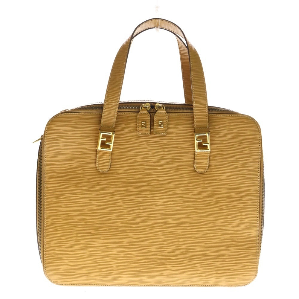 FENDI(フェンディ) 2WAYハンドバッグ ショルダーバッグ イエローブラウン レザー ゴールド金具 レディース