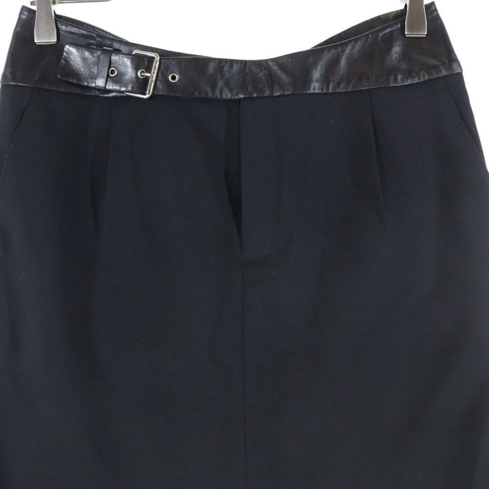 SAINT LAURENT サンローラン　 ラム　レザー ミニスカート　36 黒 SAINT LAURENT PARIS(サンローランパリ) ラムレザー切り替え ウール