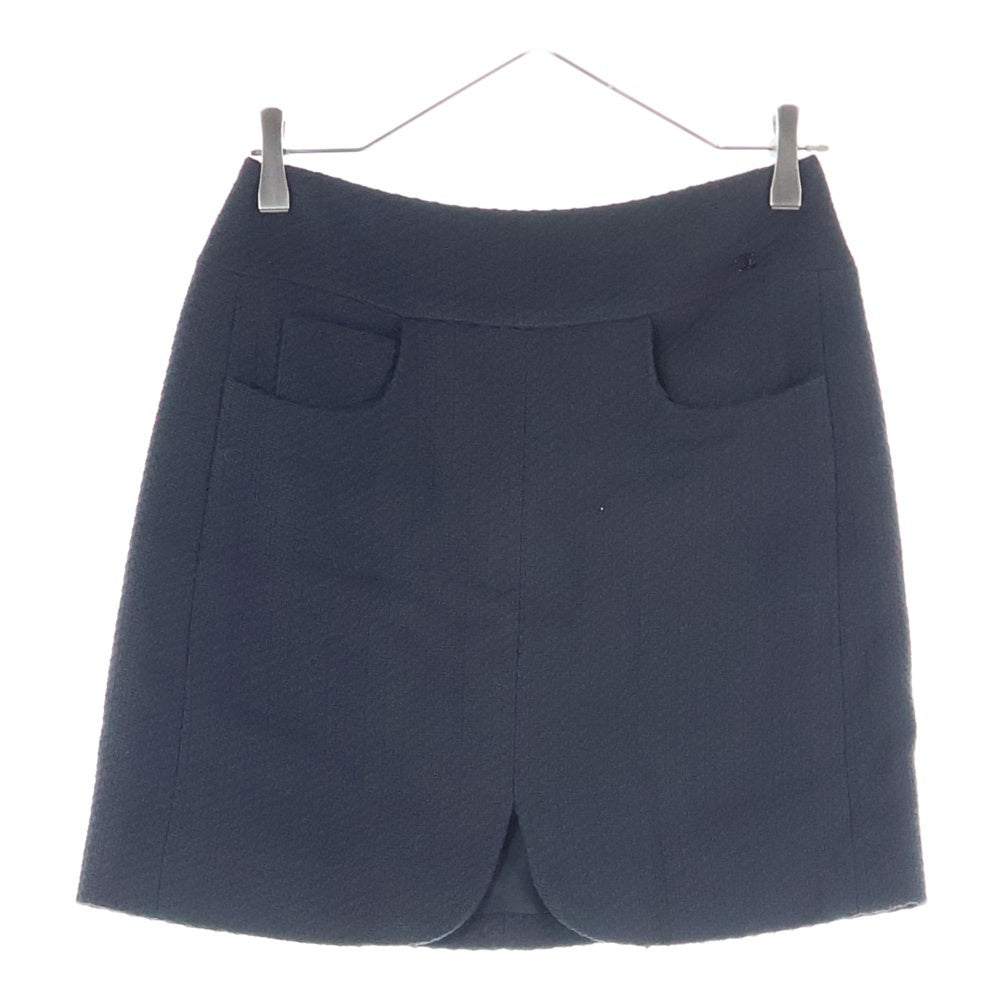 CHANEL(シャネル) 07P スプリングコレクション ココマークロゴプレート コットンレーヨン タイトミニスカート ブラック レディース P30568V20732