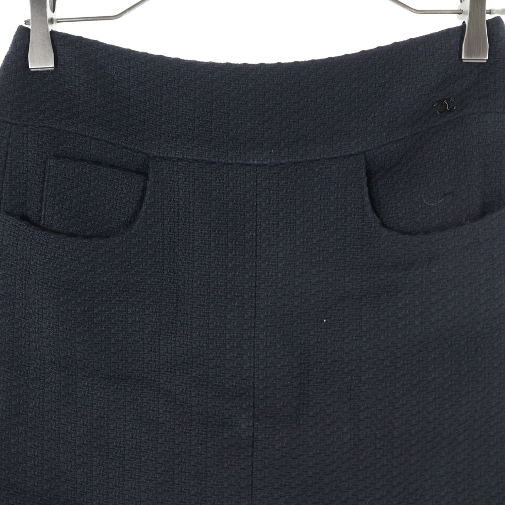 CHANEL(シャネル) 07P スプリングコレクション ココマークロゴプレート コットンレーヨン タイトミニスカート ブラック レディース P30568V20732