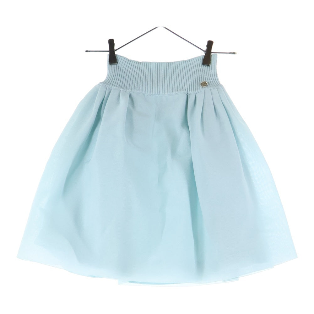 CHANEL(シャネル) ココマークロゴプレート レーヨン ナイロン ニット ミニ フレアスカート ライトブルー レディース P45384K04770