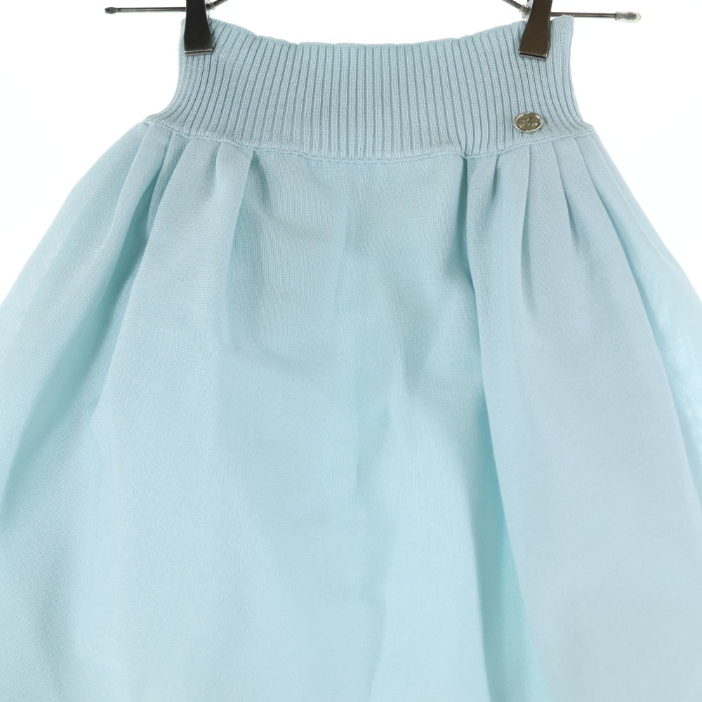 CHANEL(シャネル) ココマークロゴプレート レーヨン ナイロン ニット ミニ フレアスカート ライトブルー レディース P45384K04770
