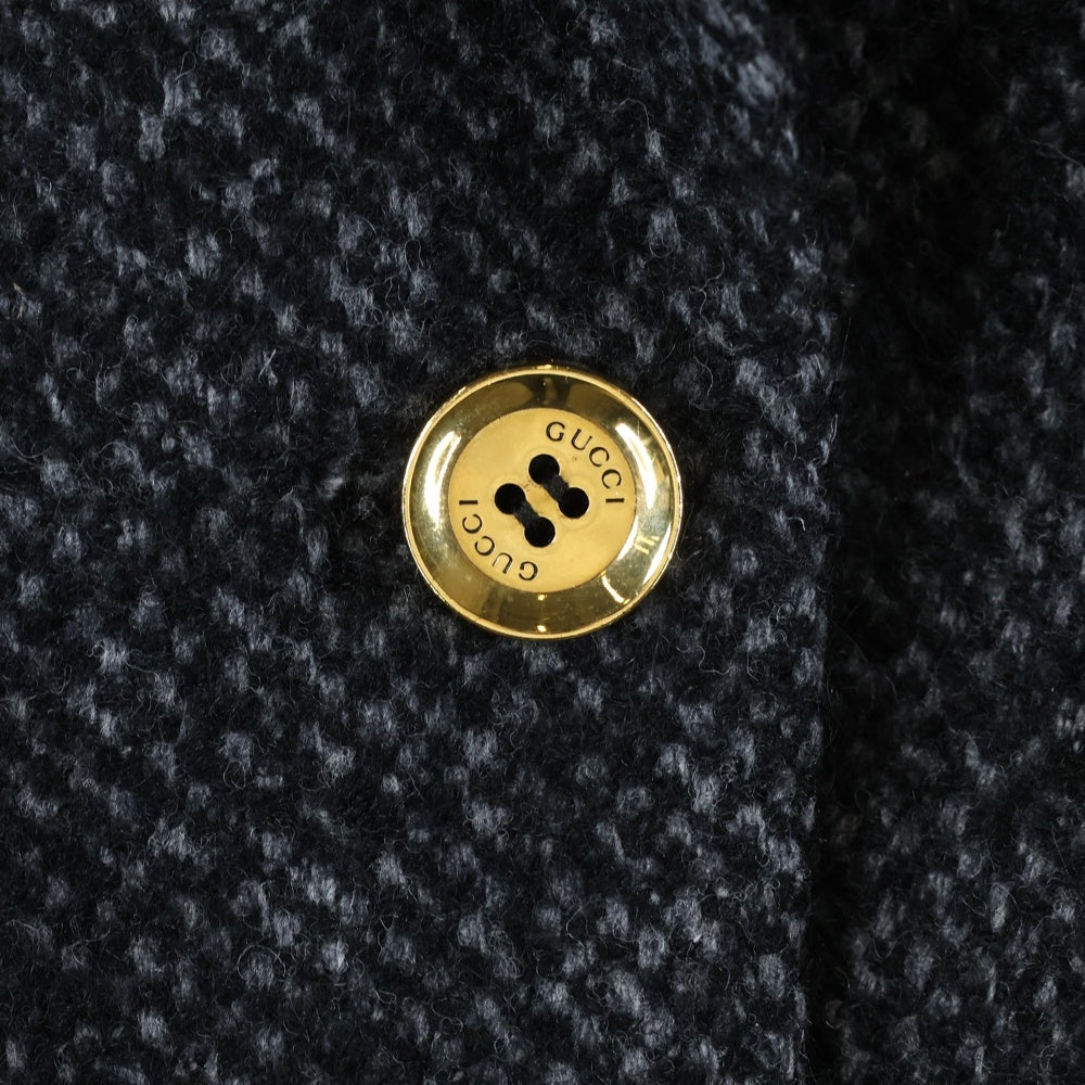 GUCCI(グッチ) インターロッキングG ロゴプレート ウールツイード 1B テーラードジャケット グレー レディース 262135