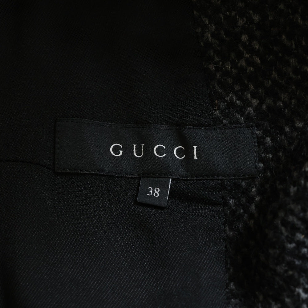 GUCCI(グッチ) インターロッキングG ロゴプレート ウールツイード 1B テーラードジャケット グレー レディース 262135